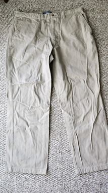 Premier International Men's Khaki Pants W36 x L30 Beige Flat Front Cotton #615